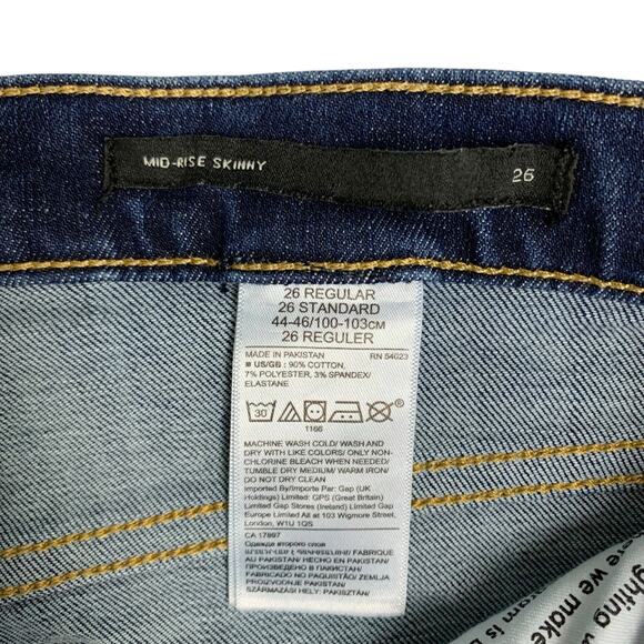 Banana Republic Mid Rise Skinny Jeans Dark Wash Stretchy Frayed Hem Women's 26 - Picture 9 of 9